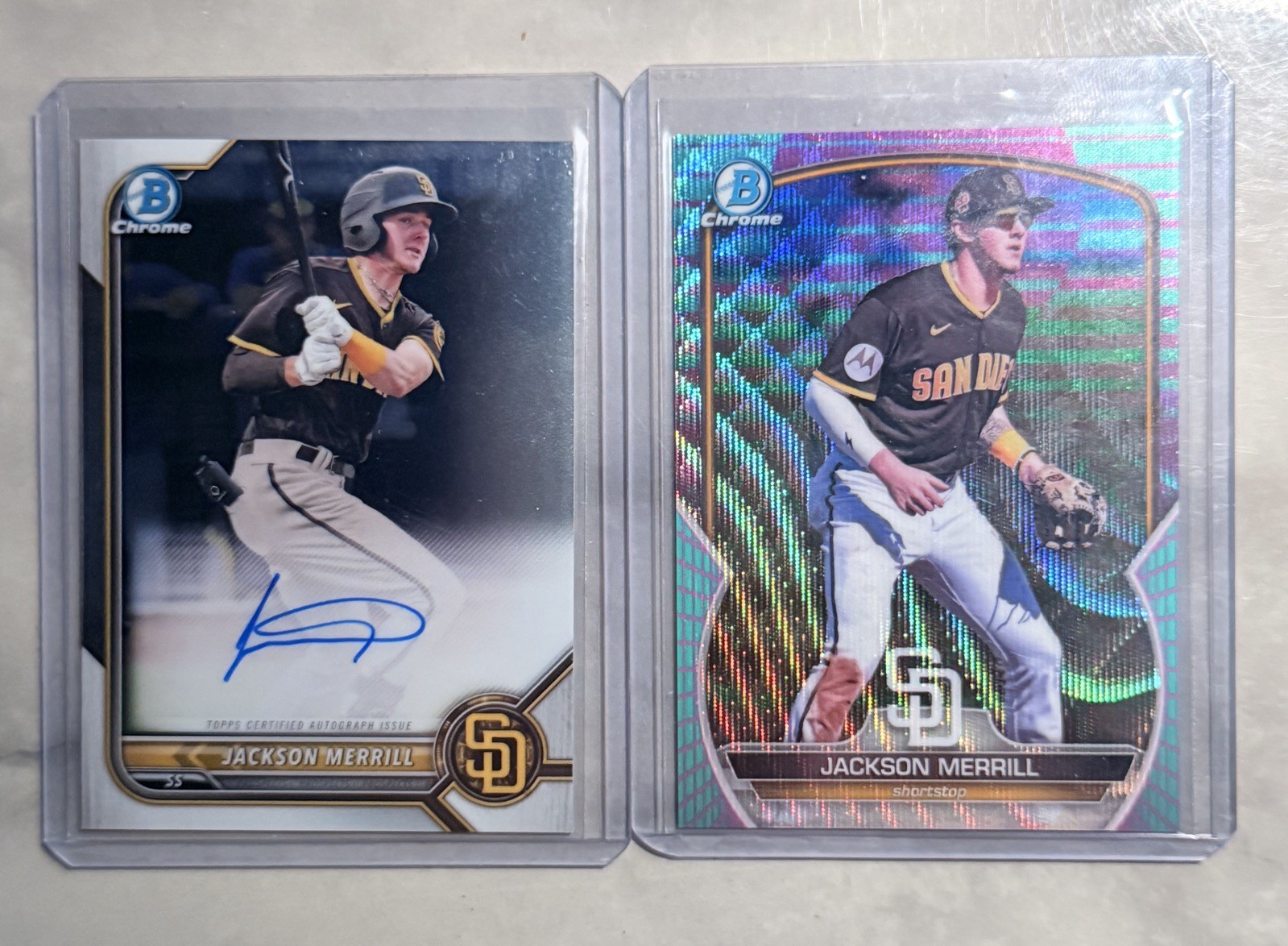 2022 Jackson Merrill Bowman Chrome Prospect RC Auto #CPA-JME & #BCP-244 /125