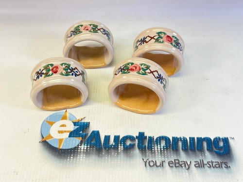 (4) Nicholas Mosse Pottery Old Rose Patterned Earthenware Napkin Rings - Picture 1 of 5