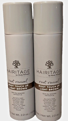 2 New Hairitage Hair Root Revival Touch Up Spray Light Brown,   Free Shipping 