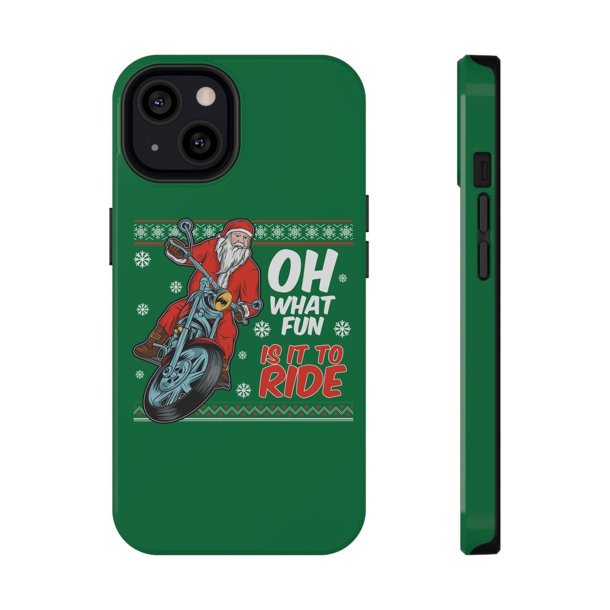 Festive Motorcycle Phone Case - Oh What Fun!, Holiday Gift, Christmas, Biker