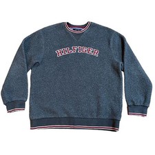 Vintage Y2K Tommy Hilfiger Jeans Deep Pile Fleece Pullover Sweatshirt Mens M