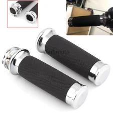 1" Motorcycle Chrome Handle Bar Hand Grips No-Slip For Harley Sportster Cruiser