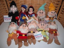 Lot of 10 Disney Store Snow White, Prince, Witch  7 Dwarfs Mini Bean Bags NWT