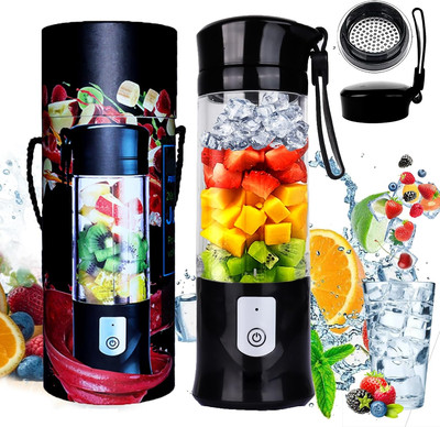 Portable Mini Blender for Smoothies, USB Juicer Cup with 6 Blades (Black)