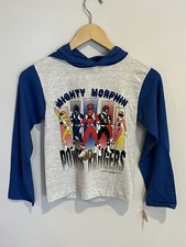 Vintage Power Rangers Shirt 94 NWT Youth 8 Boys Long Sleeve Hood Mighty Morphin