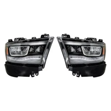Labwork LH+RH Headlights For Dodge Ram 1500 2019-2021 Full LED Type w/ DRL Clear