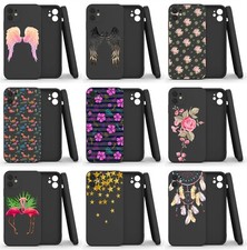 Cover custodia per iPhone 13 12 11 X 7 8 SE in silicone NERO BORDI PIATTI u6+8