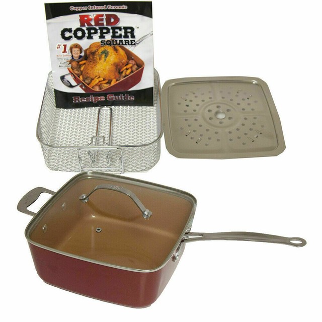 As Seen On TV Red Copper Non Stick 5 Piece Induction Ready Copper Pan