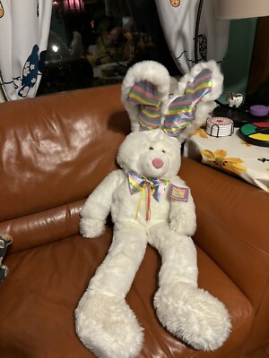 HUGE BIG Main Joy Limited Bunny Rabbit White Rainbow Pastel Bow tie Vintage Tags