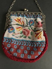 UNIQUE MADE IN FRANCE VINTAGE 1900  S MICRO BEADED BAG PURSE