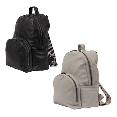 black leather backpack changing bag