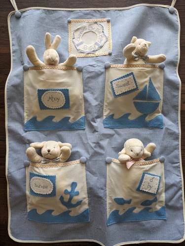 Vintage Bunnies by the Bay Crib Pocket Organizer Baby Nursery Nautical Wall Hang - Picture 6 of 13