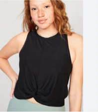Old Navy Women's Size Small Cloud 94 Soft Twist-Front Heather Black Tank Top NWT