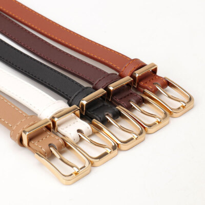 Women Skinny Leather Belt for Jeans Dresses with Gold Buckle s-l400.jpg main image 4