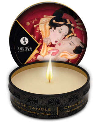 Shunga Romance Mini Candlelight Massage Candle Sparkling Strawberry Wine 1 Oz