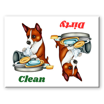 BASENJI Clean Dirty DISHWASHER MAGNET  New DOG
