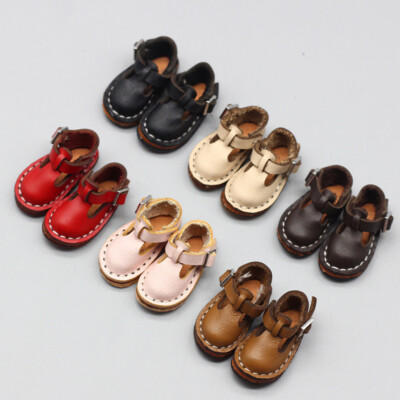 For Blythe 1/6 BJD Doll Flat PU Leather Shoes Buckle Handmade Boots 1.4*0.6inch
