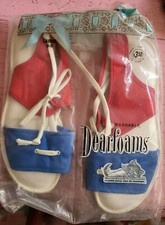 RARE NEW NOS Vintage Dearfoams womens L 8 9 slippers red white blue 4th July