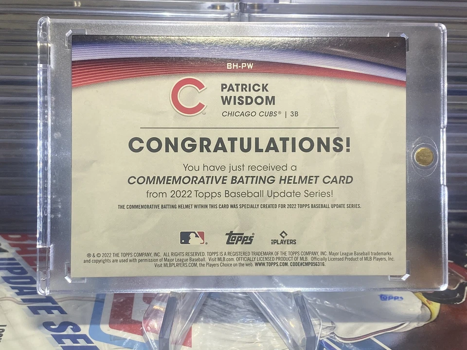 2022 Topps Update Patrick Wisdom Commemorative Batting Helmet Card Relic #BH-PW - Image 2 of 2