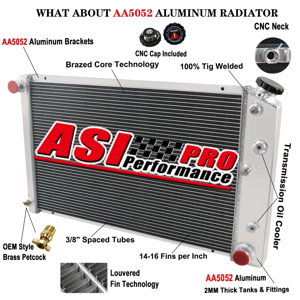 3 Row Aluminum Radiator fit 1978-1988 G-Body Monte Carlo El Camino Regal Cutlass Foto 3 de 4