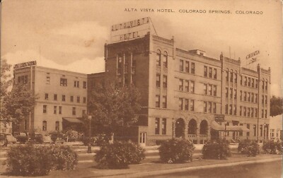 Colorado Springs, COLORADO - Alta Vista Hotel - old cars, sepia