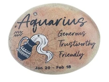 Ganz Rock Art  ZODIAC Stone AQUARIUS "Generous Trustworthy Friendly" 3" x 2 1/2"