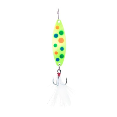 Clam Outdoors Leech Flutter Spoon Glow Chart Wonderbread 1/4 oz #8 Treble Hook