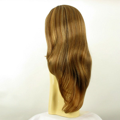 Perruque Longue Femme - Castan Clair Mèches Blond Doré Et Cuivré - Synthétique Neuve Avec étiquettes