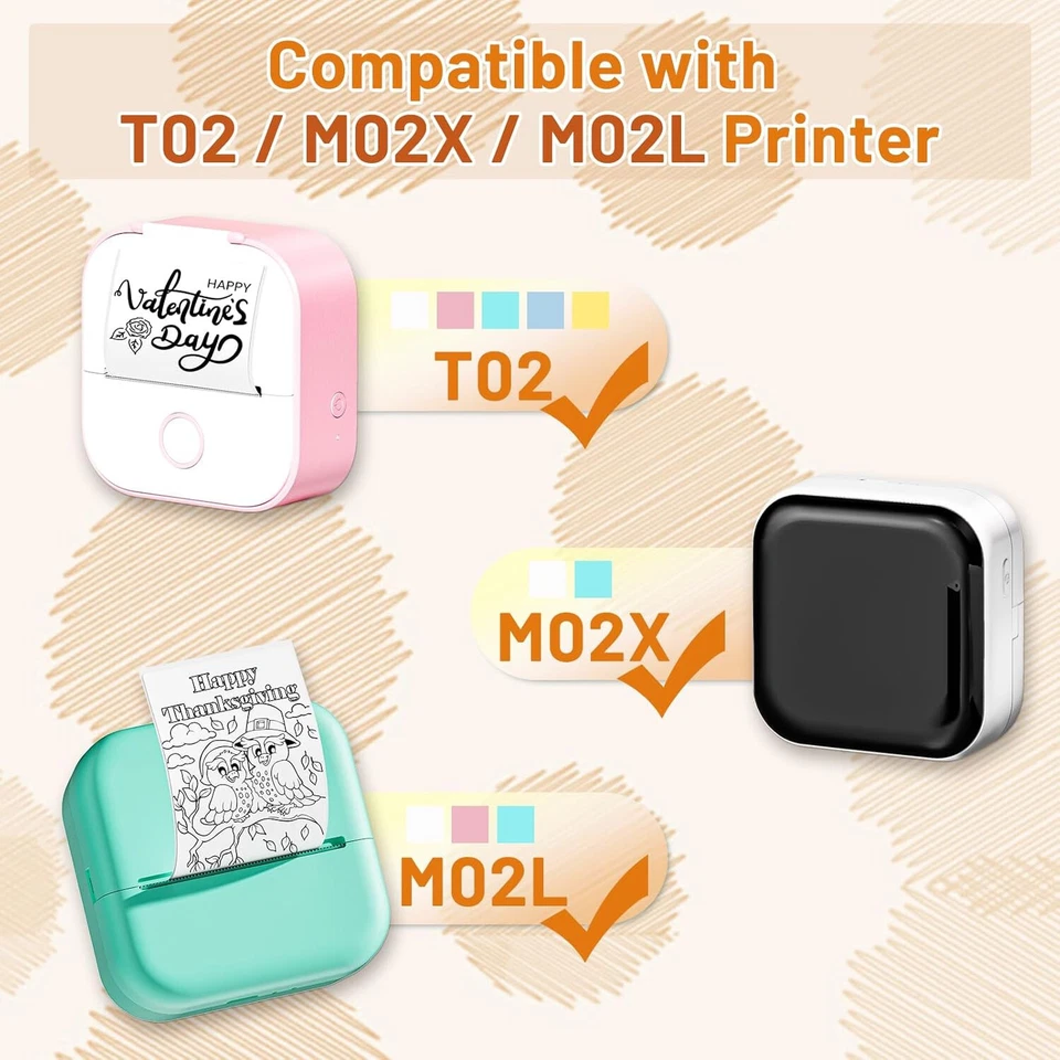 Memoqueen T02 Pink/Yellow/Blue Thermal Paper, Non-Adhesive Color 2 PACK - Image 3 of 4