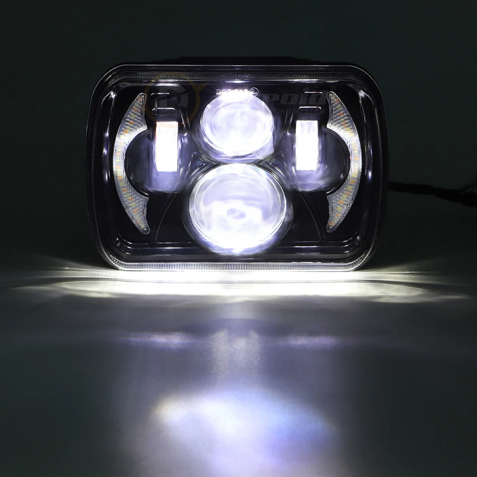 Kit de faros LED 7x6" 5X7 haz alto-bajo DRL para camioneta Nissan D21 1986-1994 Foto 4 de 4