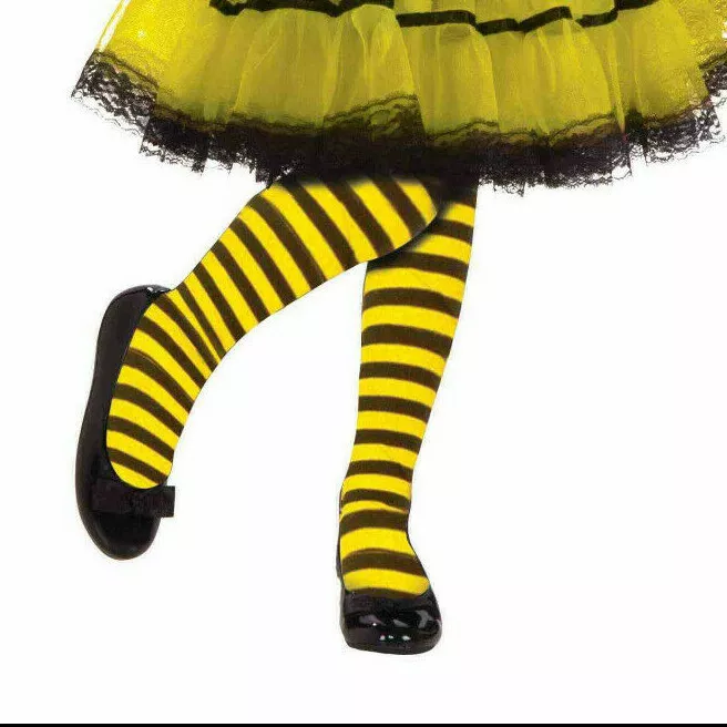 Child Bumble Bee Tights 3 sizes yellow black stripe costume dress