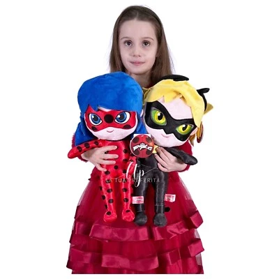 MIRACOULUS Peluche Miraculous Ladybug e Cat 45 - 80cm Coccinella Bambola Soft Plush Size XL
