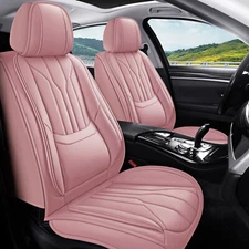 Nappa Leather Car Seat Covers Set Full Cushion Interior Protector Fit Most Car