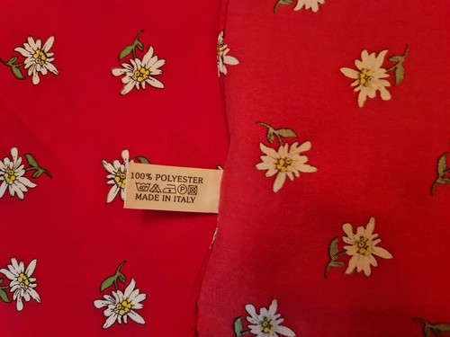 VINTAGE OKTOBERFEST DIRNDL TYROL TRACHTEN EDELWEISS RED 22'' SQUARE SMALL SCARF - Picture 4 of 4