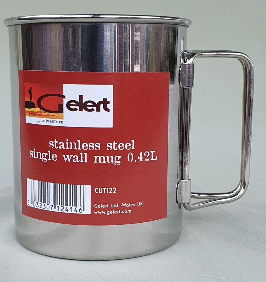 Новый из старых запасов Gelert 0,42 л из нержавеющей стали одинарной стены кемпинг пикник кружка складная ручка - Изображение 4 из 4