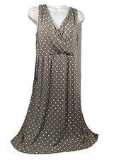 Garnet Hill Size Small Gray White Polka Dot Dress Wrap Bodice Sleeveless Bust-36