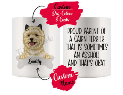 Personalized Cairn Terrier Dog Mom Dad Mug, Funny Dog Owner Gift