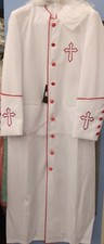 Clergy Robe for Church Pastor, Minister, Bishop. WHITE/RED LARGE
