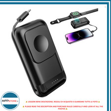 Power Bank Portatile Multifunzionale 6000mAh per Apple Watch e iPhone, Nero