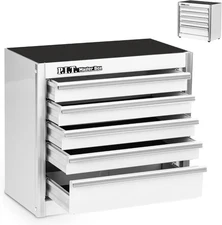 P.I.T. Mini White Tool Box, Portable 5-Drawer Micro Roll Cab 5-Drawer, 