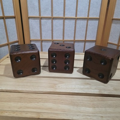 3 Wooden Jumbo Oversized Large Six-Sided Dice Die Home Décor 3.5  Square