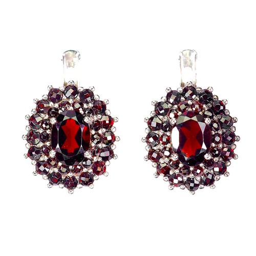 925 Sterling Silver Earrings Oval Mozambique Garnet 7x5mm Gemstone Jewelry