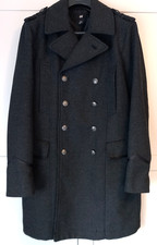 H&M Grey Double Breasted Military Style Overcoat Size UK 44 Regular [EU 54]
