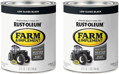 280107-2PK Farm & Implement Enamel Paint, Quart, Low Gloss Black, 0.25 Gallon (P