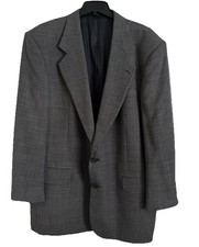 Vintage Holbrook Men's 46L Houndstooth Navy Tan Suit Coat Wool Academia Blazer