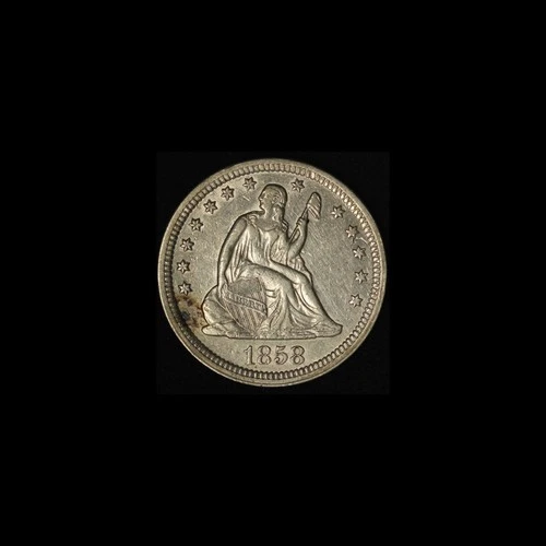 1858-P 25C Seated Liberty Quarter - Free Shipping USA
