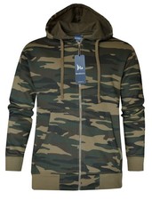 Zip Up Hoodie Camouflage Army Camo Fleece Brushed Inside w/ Pockets by Beebizco