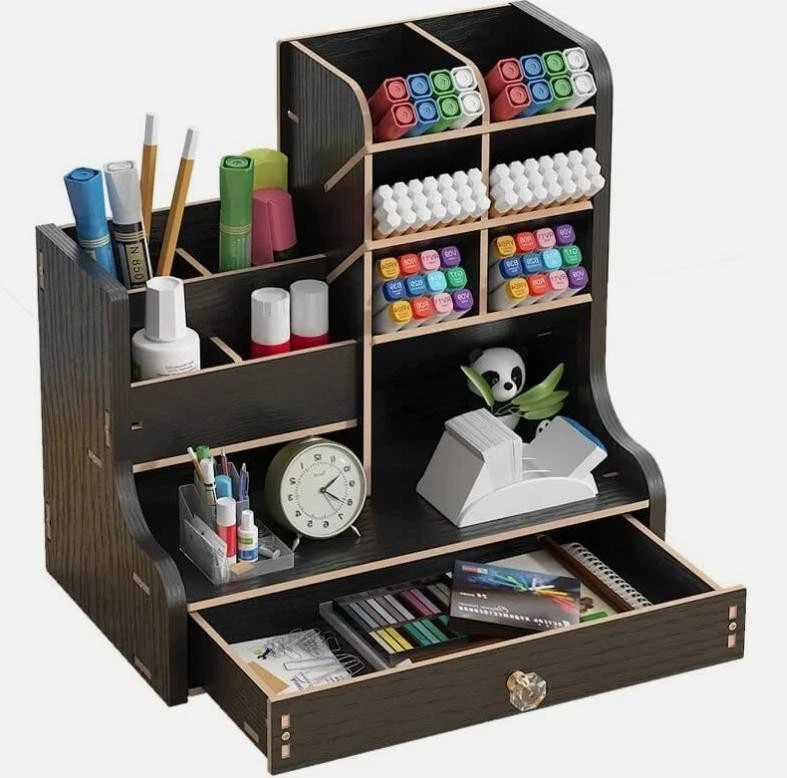 Schreibtisch Organizer aus Holz Büro Organizer Dokumentenablage Stifthalter - Bild 2 von 4