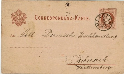 1877, Cor Karte " MAXGLAN"