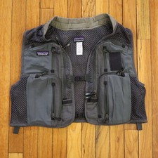 Gilet pesca a mosca Patagonia vintage donna grande rete Riverwalker ritagliata utilità